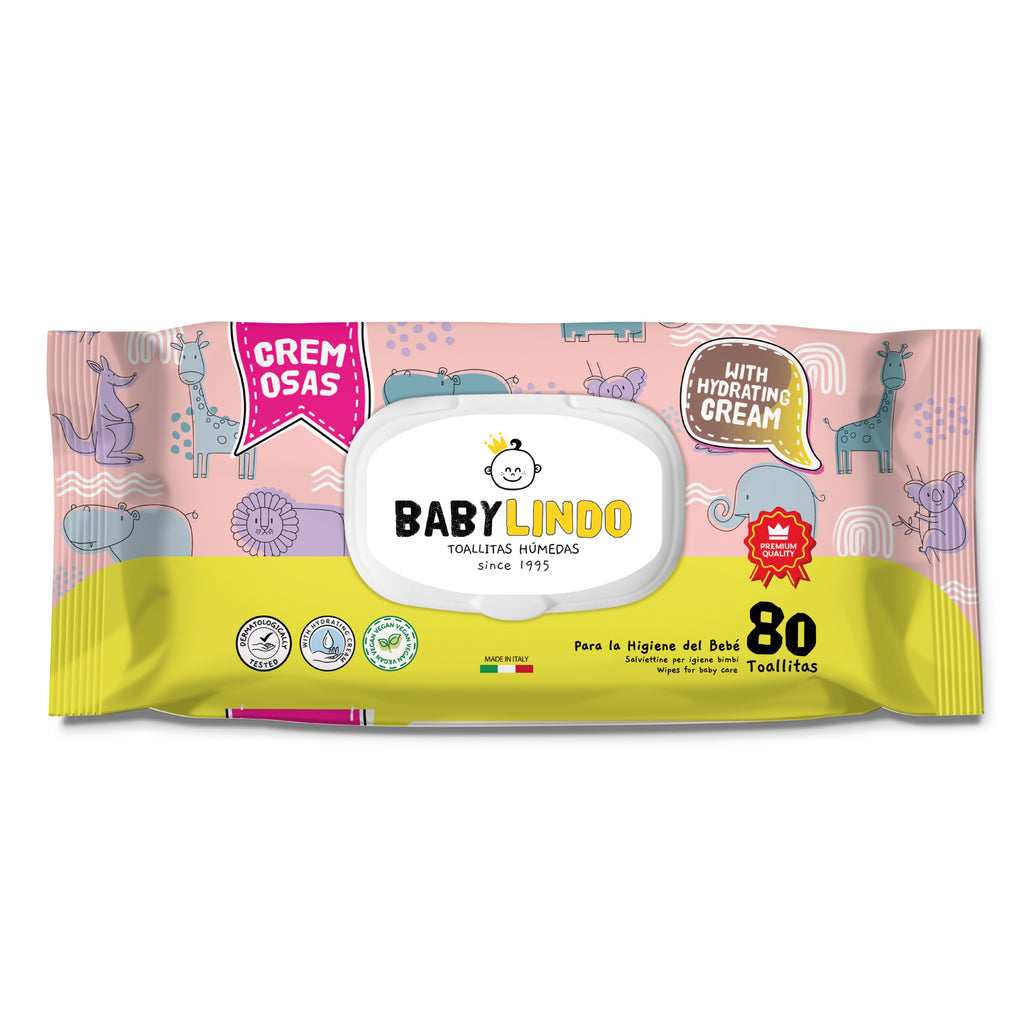 Baby Lindo Cremosas con Tapa 80 toallitas-12 Paquetes x Caja