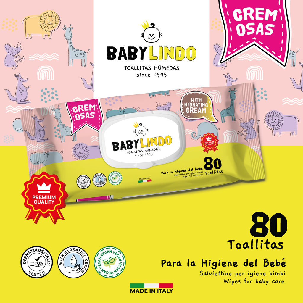 Baby Lindo Cremosas con Tapa 80 toallitas-12 Paquetes x Caja