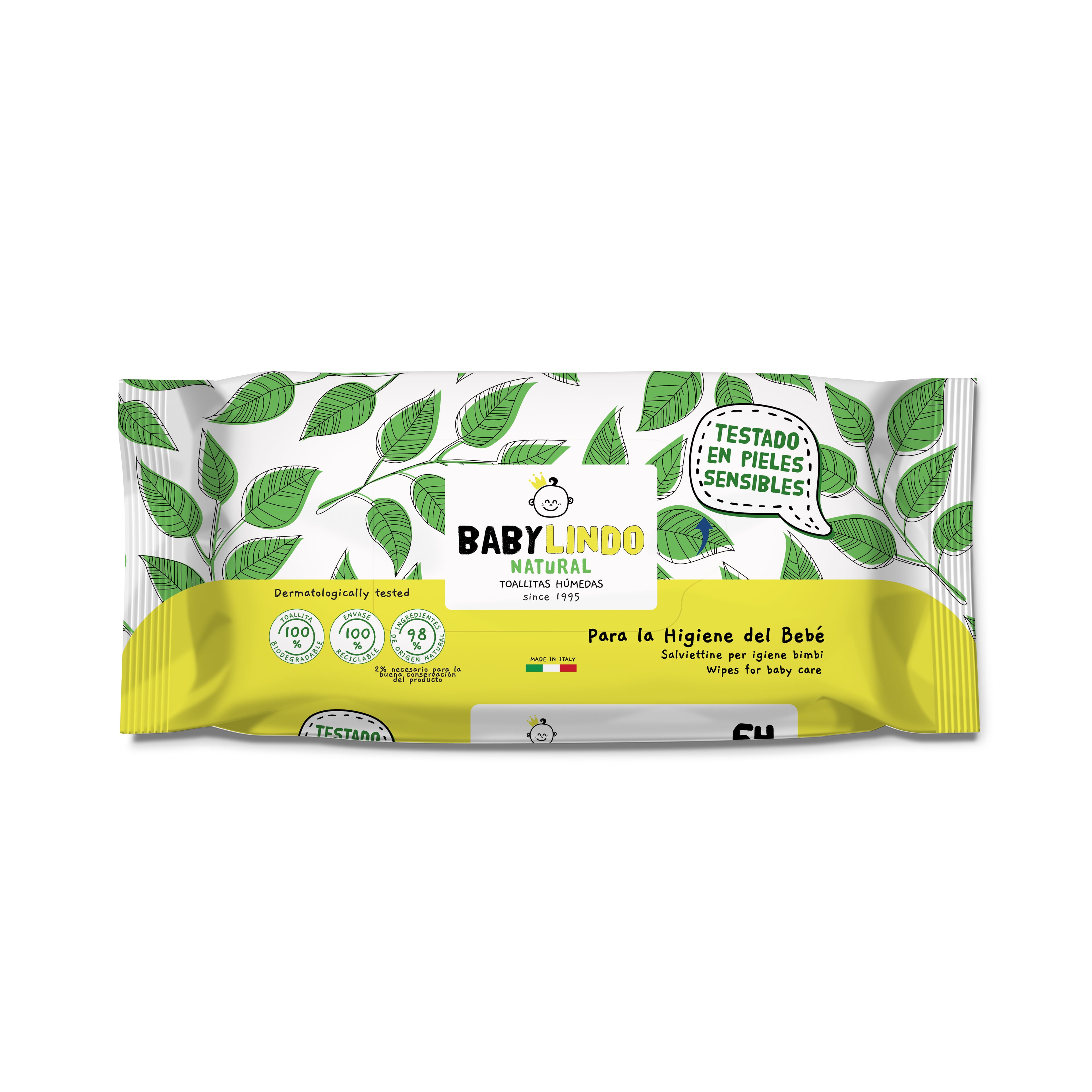 Baby Lindo Natural Sensitive 64 toallitas-12 Paquetes x Caja